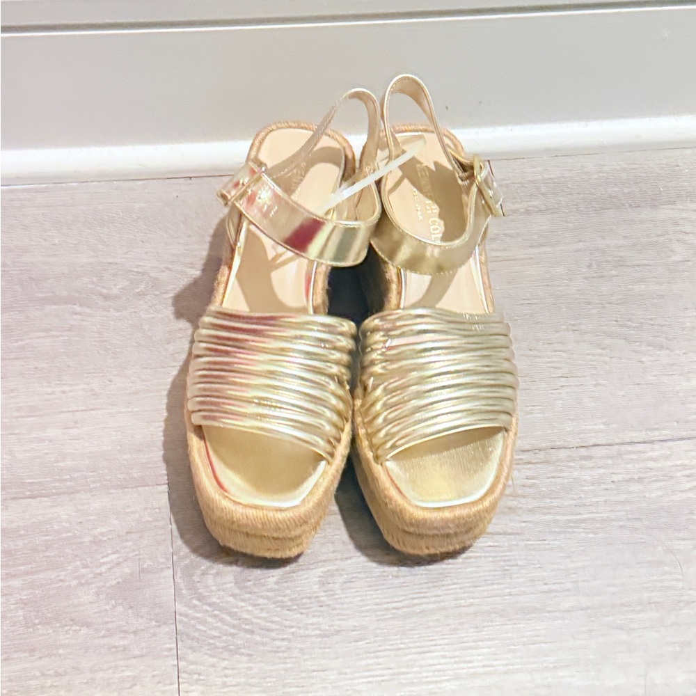 Gold Kenneth Cole Wedges NWOB size 6M